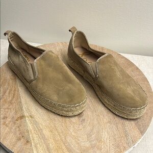 Tan Suede Espadrille Slip-Ons